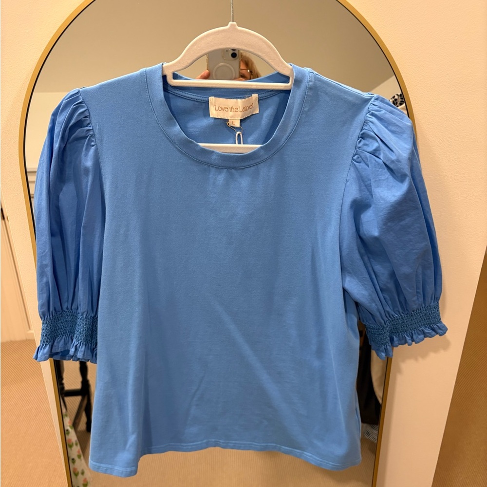 Love the Label Blue Puff Sleeve Top